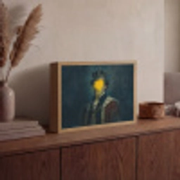 Koning - Portret - Druipende gele verf Light Box met batterij (Wandlamp) middel -sfeer2