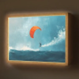 Kitesurfer - Oranje - Zee - Lucht Light Box met batterij (Wandlamp) middel -z3d_website