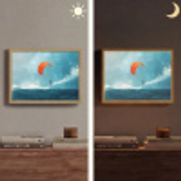 Kitesurfer - Oranje - Zee - Lucht Light Box met batterij (Wandlamp) middel -sfeer3