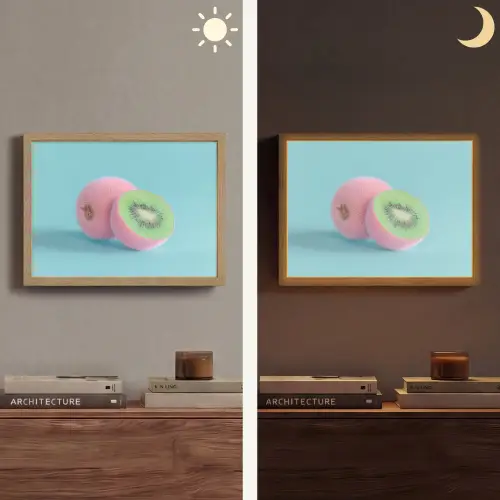 Kiwi - Blauw - Surrealistisch Light Box met batterij (Wandlamp) middel -sfeer3