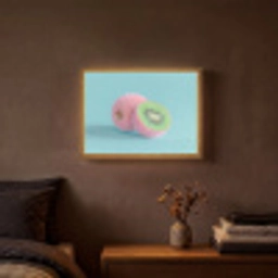 Kiwi - Blauw - Surrealistisch Light Box met batterij (Wandlamp) middel -sfeer4