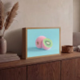 Kiwi - Blauw - Surrealistisch Light Box met batterij (Wandlamp) middel -sfeer2