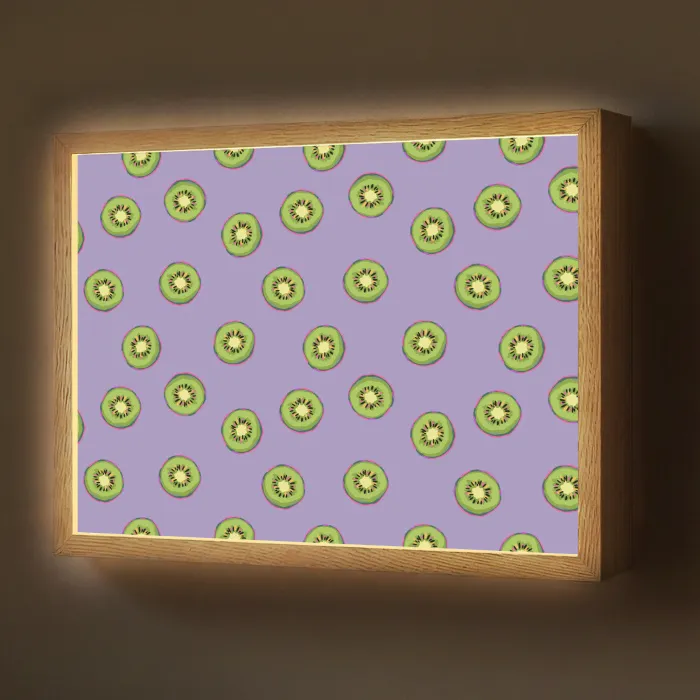 Kiwi - Patroon - Paars Light Box met batterij (Wandlamp) middel 907 -z3d_website