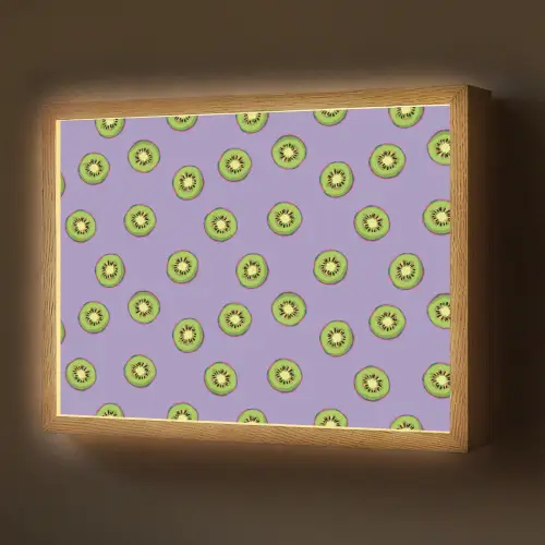 Kiwi - Patroon - Paars Light Box met batterij (Wandlamp) middel 907 -z3d_website