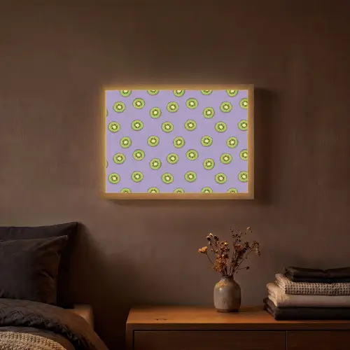 Kiwi - Patroon - Paars Light Box met batterij (Wandlamp) middel 907 -sfeer4