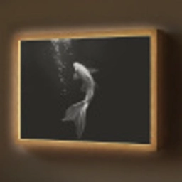 Koi - Vis - Wit - Zwart Light Box met batterij (Wandlamp) middel -z3d_website