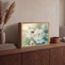 Lieveheersbeestje - Bloemen - Wit Light Box met batterij (Wandlamp) middel -sfeer2