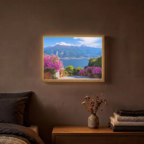 Lake Como - Italië - Landschap Light Box met batterij (Wandlamp) middel -sfeer4