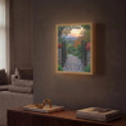 Landschap - Hek - Pad - Zonsondergang - Natuur Light Box met batterij (Wandlamp) middel -sfeer1
