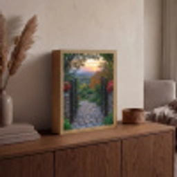 Landschap - Hek - Pad - Zonsondergang - Natuur Light Box met batterij (Wandlamp) middel -sfeer2
