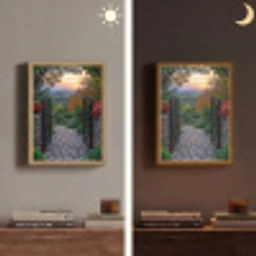 Landschap - Hek - Pad - Zonsondergang - Natuur Light Box met batterij (Wandlamp) middel -sfeer3