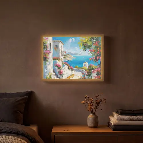 Landschap - Bloemen - Natuur - Zomer Light Box met batterij (Wandlamp) middel -sfeer4