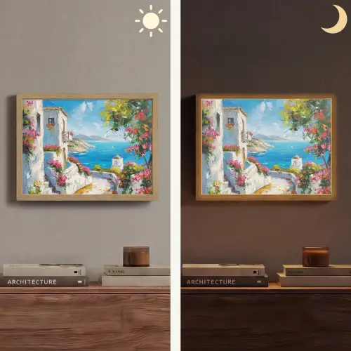 Landschap - Bloemen - Natuur - Zomer Light Box met batterij (Wandlamp) middel -sfeer3