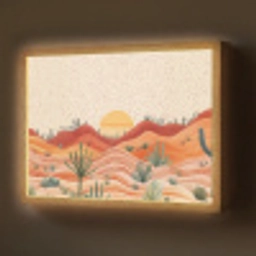 Landschap - Heuvels - Zonsondergang Light Box met batterij (Wandlamp) middel -z3d_website