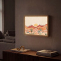 Landschap - Heuvels - Zonsondergang Light Box met batterij (Wandlamp) middel -sfeer1