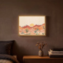 Landschap - Heuvels - Zonsondergang Light Box met batterij (Wandlamp) middel -sfeer4