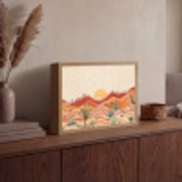 Landschap - Heuvels - Zonsondergang Light Box met batterij (Wandlamp) middel -sfeer2