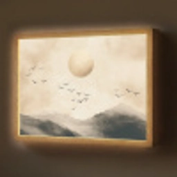 Landschap - Japandi - vogel Light Box met batterij (Wandlamp) middel -z3d_website