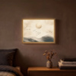 Landschap - Japandi - vogel Light Box met batterij (Wandlamp) middel -sfeer4