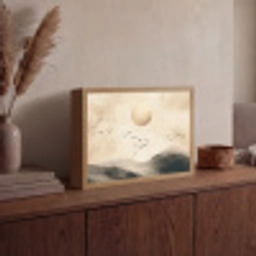 Landschap - Japandi - vogel Light Box met batterij (Wandlamp) middel -sfeer2