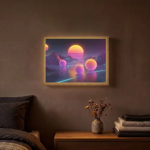 Landschap - Bergen - Bollen - Licht Light Box met batterij (Wandlamp) middel -sfeer4