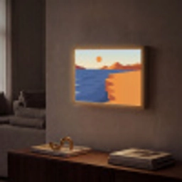 Landschap - Bergen - Zon - Zee Light Box met batterij (Wandlamp) middel -sfeer1