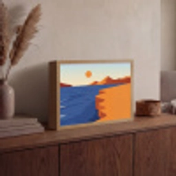 Landschap - Bergen - Zon - Zee Light Box met batterij (Wandlamp) middel -sfeer2