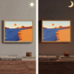 Landschap - Bergen - Zon - Zee Light Box met batterij (Wandlamp) middel -sfeer3