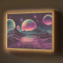 Landschap - Planeten - Horizon - Paars Light Box met batterij (Wandlamp) middel -z3d_website