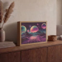 Landschap - Planeten - Horizon - Paars Light Box met batterij (Wandlamp) middel -sfeer2