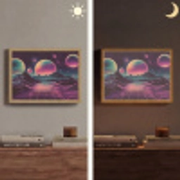 Landschap - Planeten - Horizon - Paars Light Box met batterij (Wandlamp) middel -sfeer3