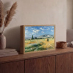 Landschap - Strobalen - Bergen - Wolken Light Box met batterij (Wandlamp) middel -sfeer2
