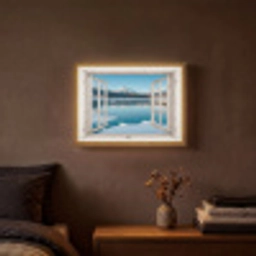 Landschap - Winter - Meer - Bergen - Uitzicht - Doorkijk - Licht Light Box met batterij (Wandlamp) middel -sfeer4