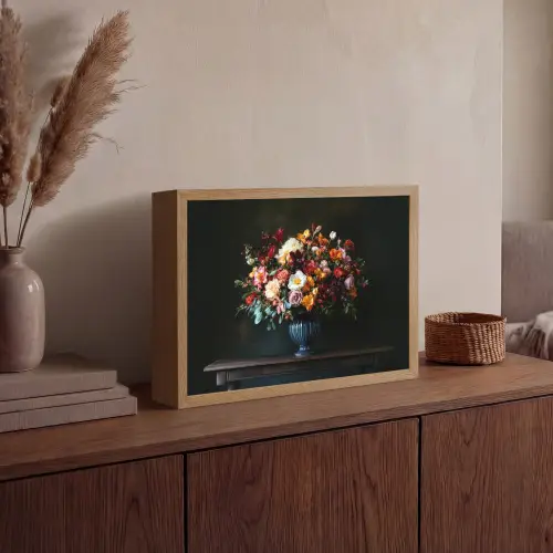 Groot - Bloemen - Vaas - Boeket Light Box met batterij (Wandlamp) middel -sfeer2