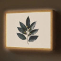 Laurierbladeren - Bloemknoppen - subtiel Light Box met batterij (Wandlamp) middel -z3d_website