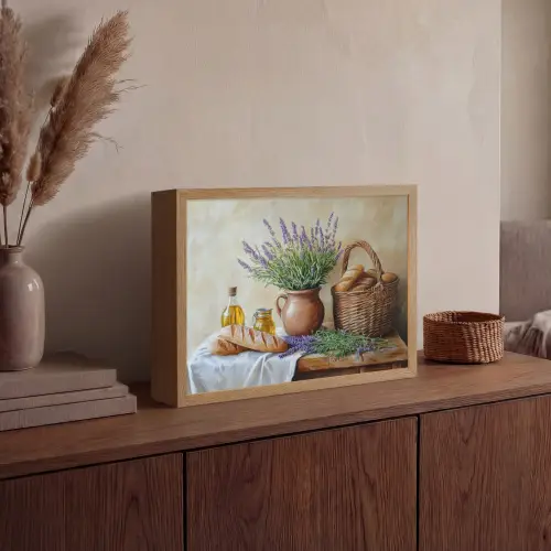Lavendel - Brood - Stilleven Light Box met batterij (Wandlamp) middel -sfeer2