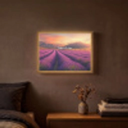 Lavendelveld - Quote - Zonsondergang Light Box met batterij (Wandlamp) middel -sfeer4