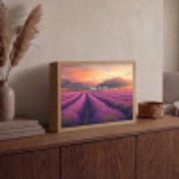 Lavendelveld - Quote - Zonsondergang Light Box met batterij (Wandlamp) middel -sfeer2