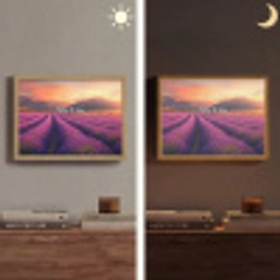 Lavendelveld - Quote - Zonsondergang Light Box met batterij (Wandlamp) middel -sfeer3