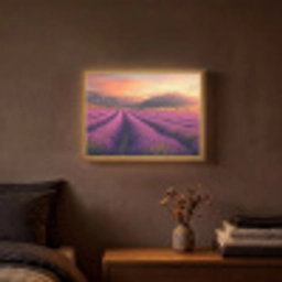 Lavendelveld - Zonsondergang - Paars Light Box met batterij (Wandlamp) middel -sfeer4