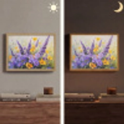 Lavendel - Bloemen - Natuur - Kunst Light Box met batterij (Wandlamp) middel -sfeer3