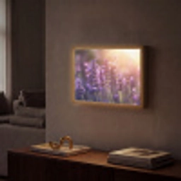 Lavendelbloemen - Paars - Zonlicht Light Box met batterij (Wandlamp) middel -sfeer1