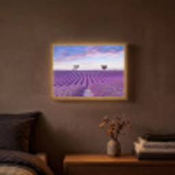 Lavendel - Natuur - Paars - Bomen - Bloemen Light Box met batterij (Wandlamp) middel -sfeer4