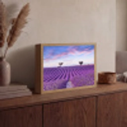 Lavendel - Natuur - Paars - Bomen - Bloemen Light Box met batterij (Wandlamp) middel -sfeer2
