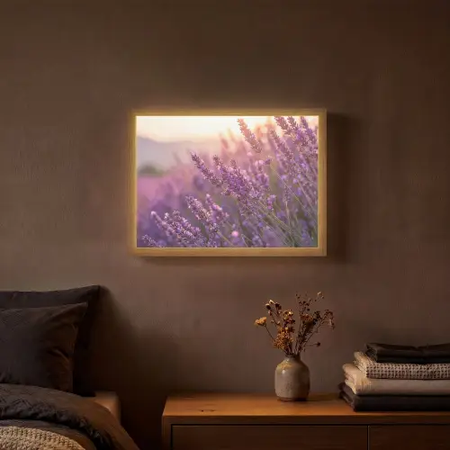 Lavendel - Paars - Zonlicht Light Box met batterij (Wandlamp) middel -sfeer4
