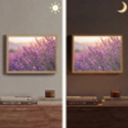 Lavendel - Paars - Zonlicht Light Box met batterij (Wandlamp) middel -sfeer3