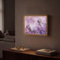 Lavendel - Winter - Bloemen - Paars Light Box met batterij (Wandlamp) middel -sfeer1