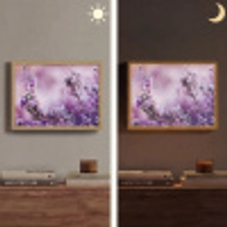 Lavendel - Winter - Bloemen - Paars Light Box met batterij (Wandlamp) middel -sfeer3