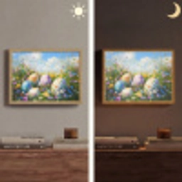 Grasveld - Eieren - Bloemen Light Box met batterij (Wandlamp) middel -sfeer3