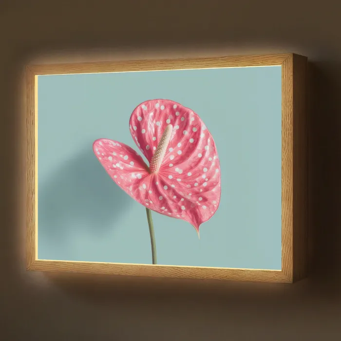 Blad - Anthurium - Stippen - Roze Light Box met batterij (Wandlamp) middel -z3d_website
